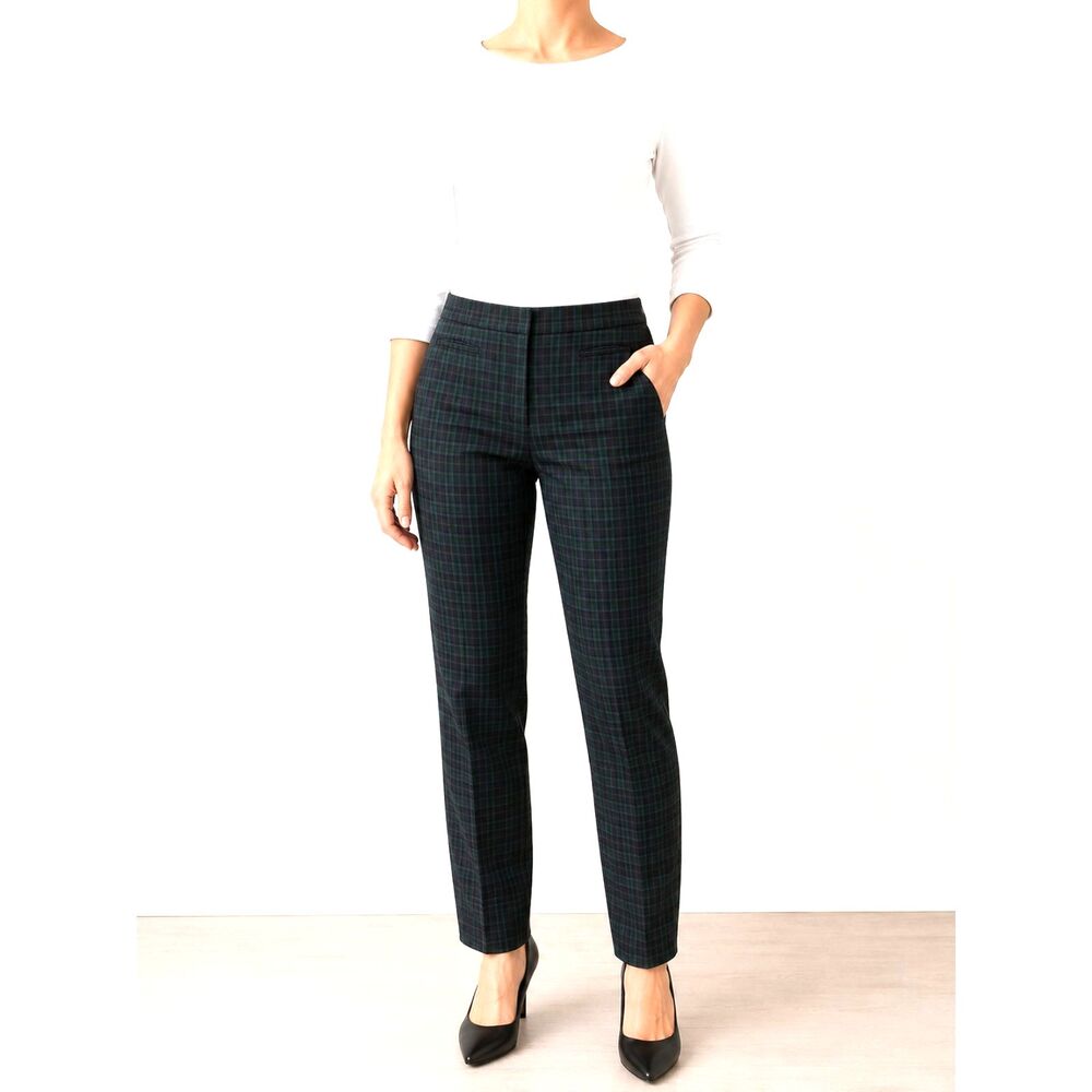 Talbots Signature Plaid Dress Pants Size 14 Women's Green Career Trousers